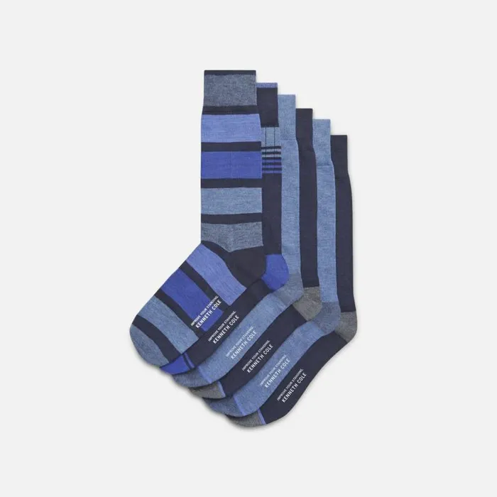 6Pack Rib Colorblock Socks Navy Men Kenneth Cole Socks Underwear Loungewear