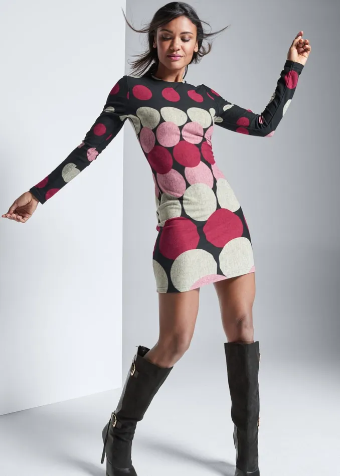 ABSTRACT SWEATER DRESS Pink Multi Women VENUS Short Dresses