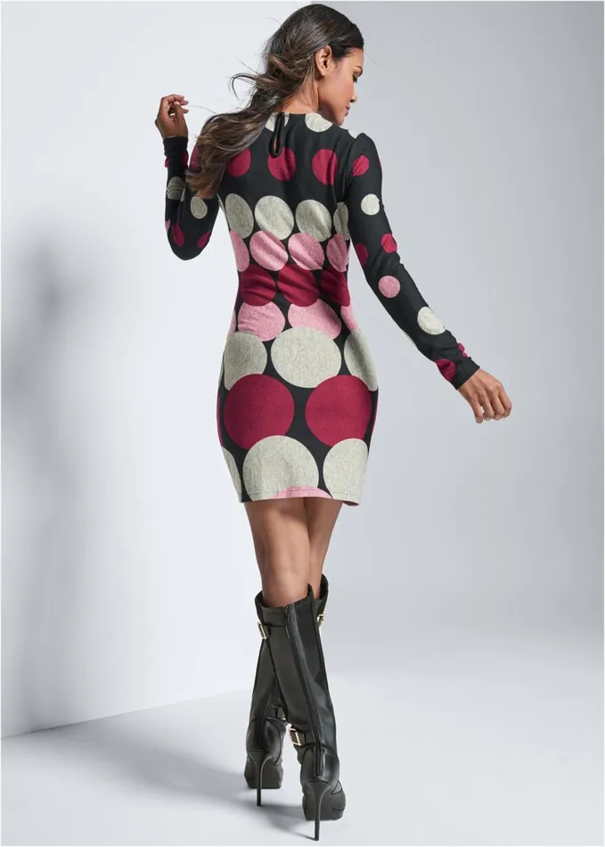 ABSTRACT SWEATER DRESS Pink Multi Women VENUS Short Dresses