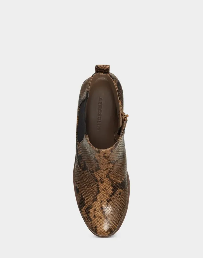 Aerosoles Comfortable Women039s Ankle Boot In Brown Faux Leather Brown Snake Women Wedge Boots