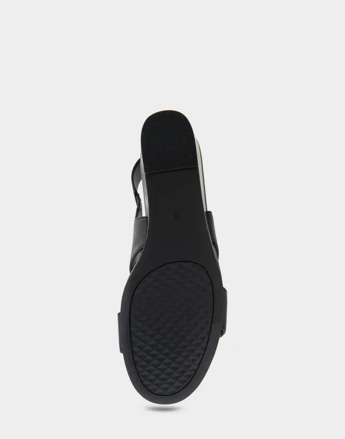 Aerosoles Comfortable Women039s Buckle Back Mid Wedge Sandal In Black Faux Leather Black Faux Leather Women Wide Width Sandals