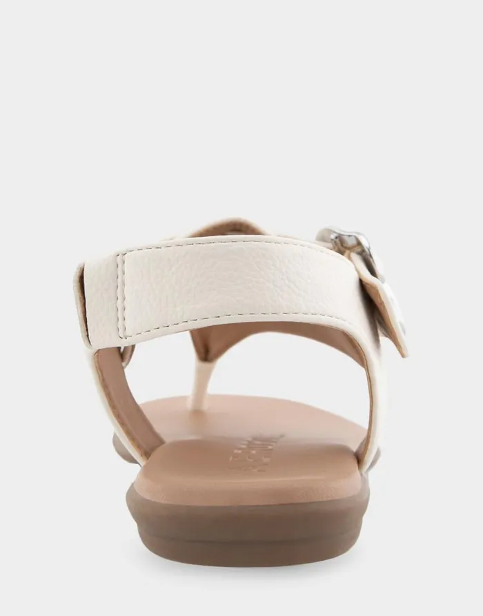 Aerosoles Comfortable Women039s Buckle Detail Back Strap Thong Sandal In Eggnog Grainy Faux Leather Eggnog Grainy Faux Leather Women Flats