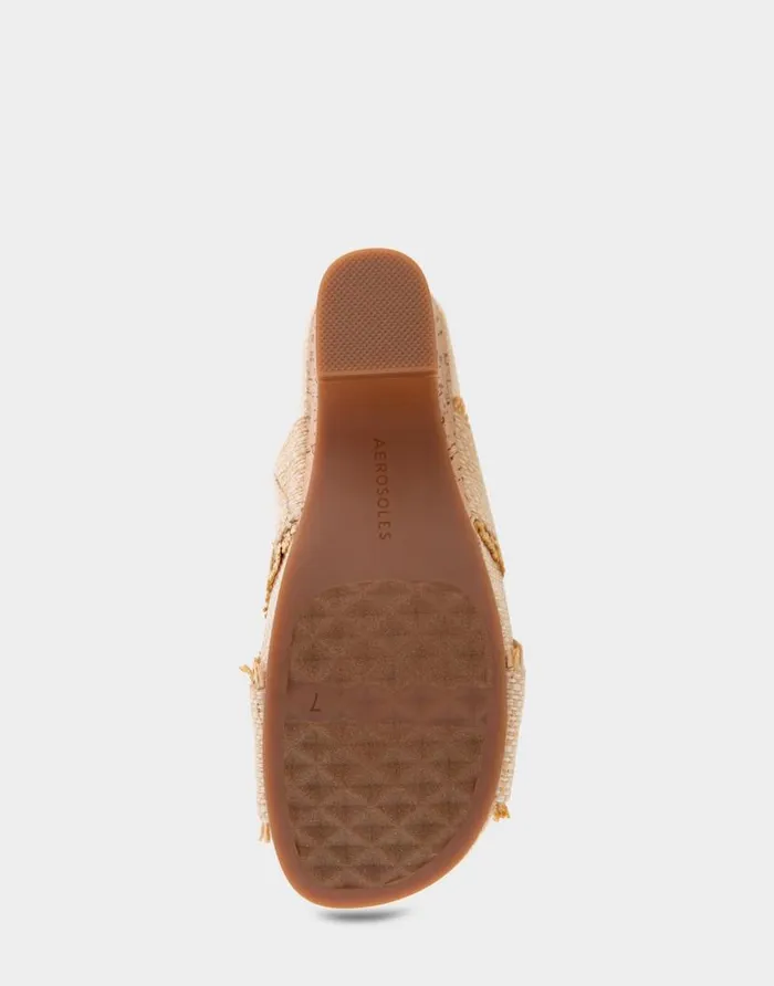 Aerosoles Comfortable Women039s Crisscross Footbed Wedge Sandal In Sand Raffia Combo Raffia Fabric Sand Raffia Combo Women Wedges