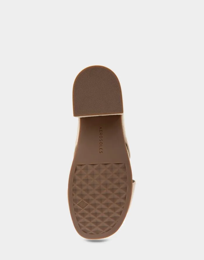 Aerosoles Comfortable Women039s Crisscross Molded Footbed Block Heel Sandal In Pale Khaki Suede Pale Khaki Suede Women Clogs and Mules