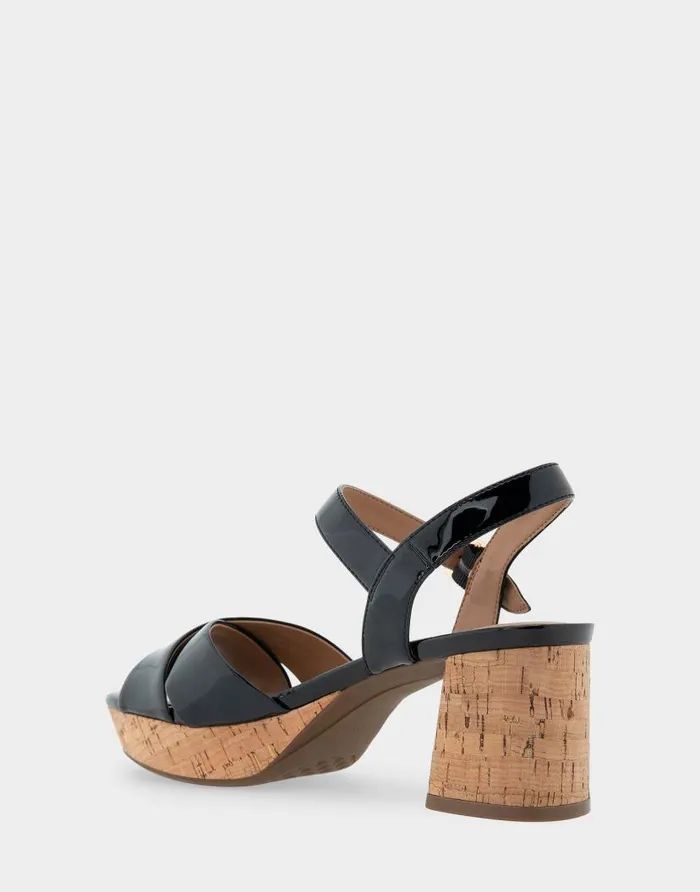 Aerosoles Comfortable Women039s Crisscross Platform Sandal In Black Patent Faux Leather Black Patent Faux Leather Women Platforms
