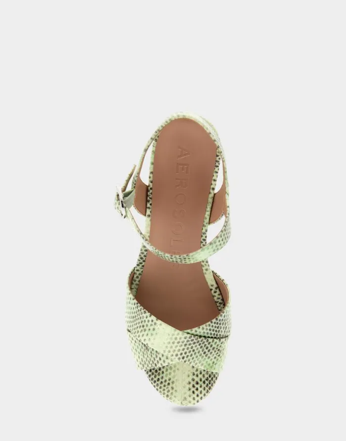 Aerosoles Comfortable Women039s Crisscross Platform Sandal In Gleam Snake Embossed Leather Gleam Snake Embossed Leather Women Platforms