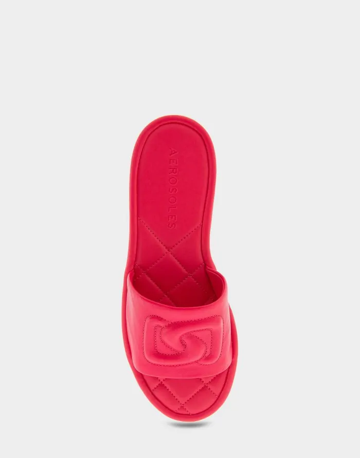 Aerosoles Comfortable Women039s Debossed Chain Link Slide Sandal In Virtual Pink Leather Virtual Pink Leather Women Slides