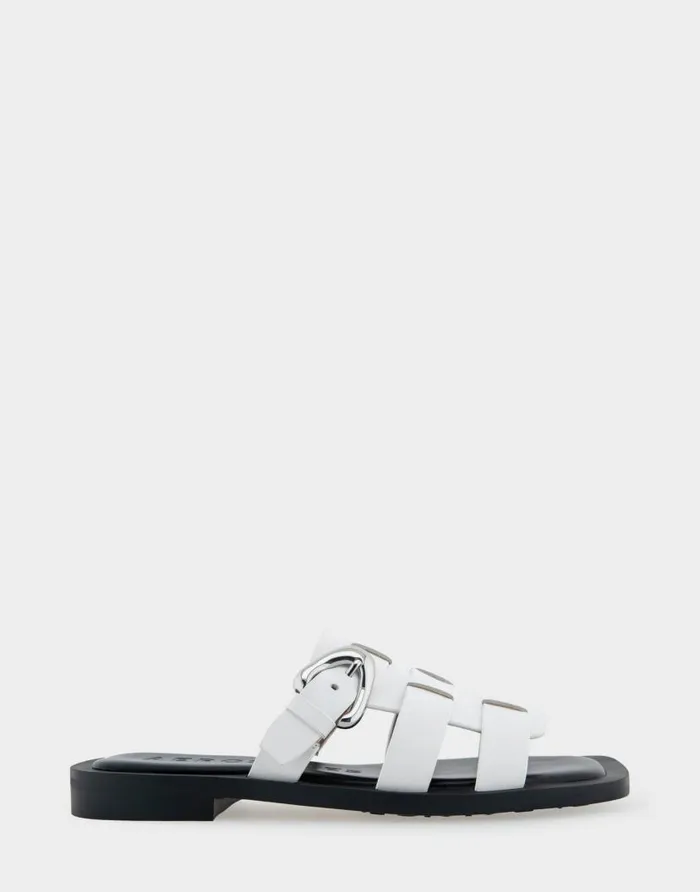 Aerosoles Comfortable Women039s Fisherman Flat Slide Sandal In White Leather White Leather Women Slides Aerosoles Comfortable Women039s Fisherman Flat Slide Sandal In White Leather White Leather Women Slides