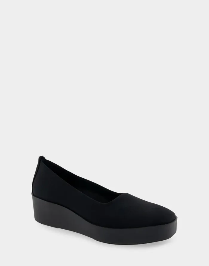 Aerosoles Comfortable Women039s Flatform Shoe In Black Stretch Gabardine Fabric Black Stretch Garbadine Women Pumps