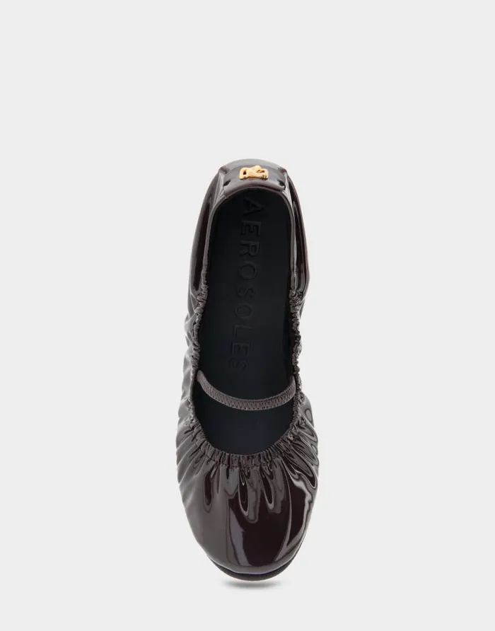 Aerosoles Comfortable Women039s Foldable Ballet Flat In Brown Patent Faux Leather Java Patent Faux Leather Women Dress