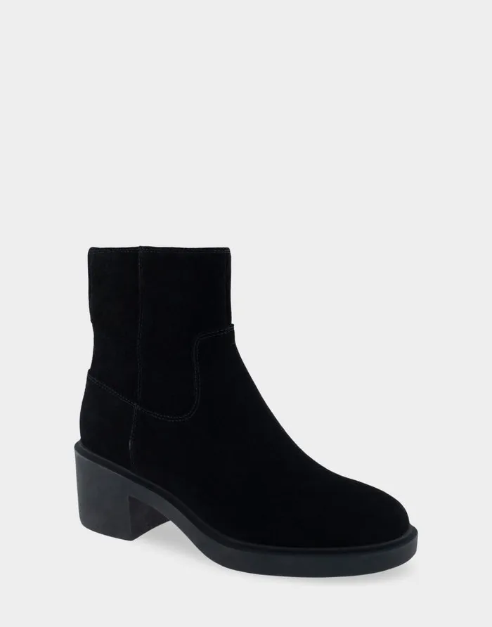Aerosoles Comfortable Women039s Heeled Ankle Boot In Black Genuine Suede Black Genuine Suede Women Heeled Boots