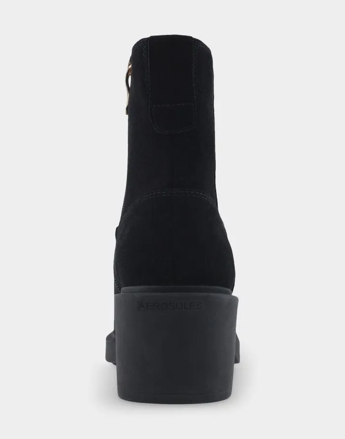 Aerosoles Comfortable Women039s Heeled Ankle Boot In Black Genuine Suede Black Genuine Suede Women Heeled Boots