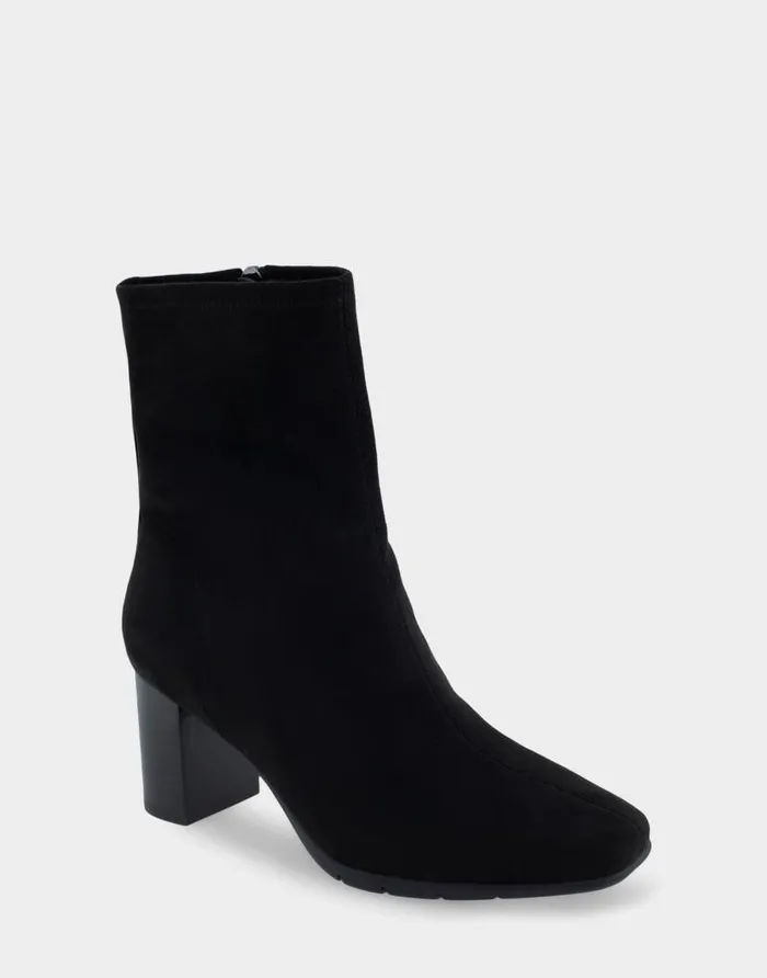 Aerosoles Comfortable Women039s Heeled Ankle Boot In Black Stretch Gabardine Black Stretch Gabardine Women Heeled Boots