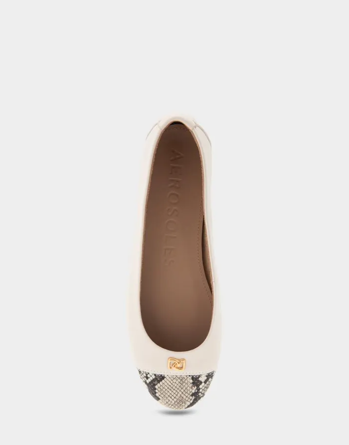 Aerosoles Comfortable Women039s Hidden Wedge Ballet Flat In Off White Genuine Leather Eggnog Genuine Leather Women Dress