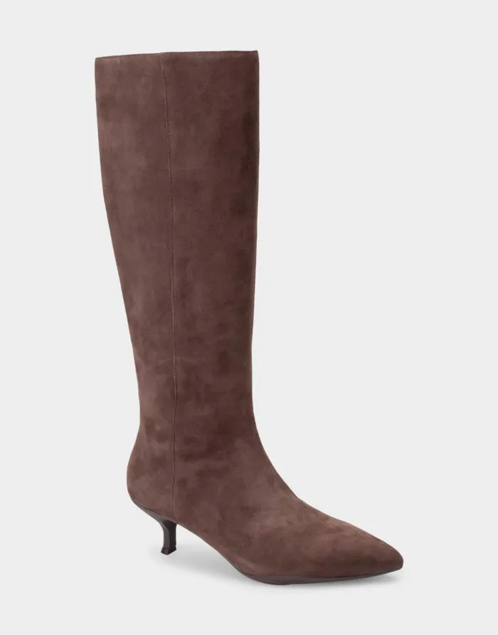 Aerosoles Comfortable Women039s Kitten Heel Tall Shaft Boot In Brown Genuine Suede Java Genuine Suede Women Heeled Boots