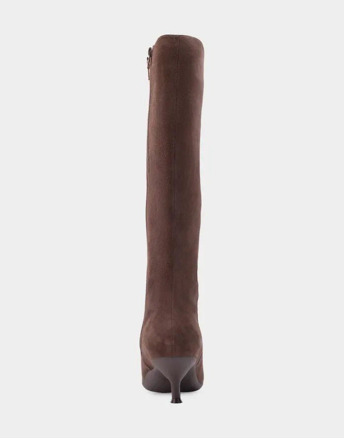 Aerosoles Comfortable Women039s Kitten Heel Tall Shaft Boot In Brown Genuine Suede Java Genuine Suede Women Heeled Boots