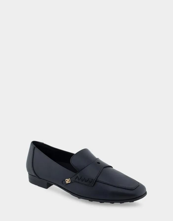 Aerosoles Comfortable Women039s Loafer In Black Faux Leather Black Genuine Leather Women Loafers