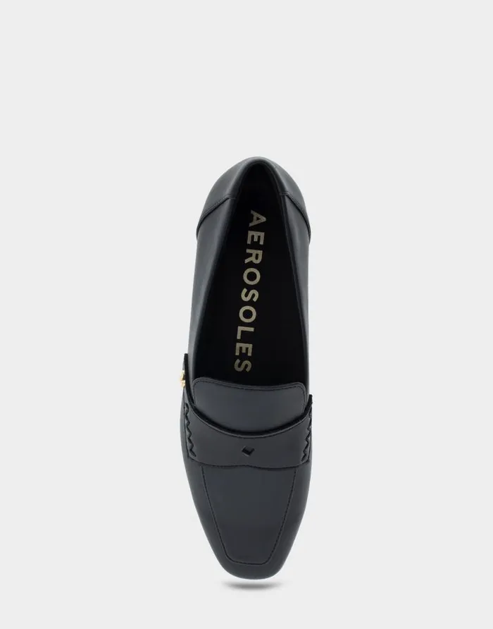 Aerosoles Comfortable Women039s Loafer In Black Faux Leather Black Genuine Leather Women Loafers