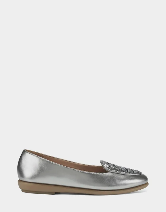 Aerosoles Comfortable Women039s Loafer In Silver Faux Leather Silver Faux Leather Women Clogs and Mules