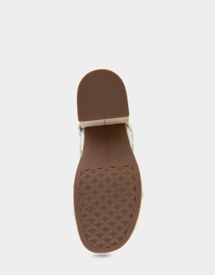 Aerosoles Comfortable Women039s Molded Footbed Platform Slide Sandal In White Leather White Leather Women Clogs and Mules