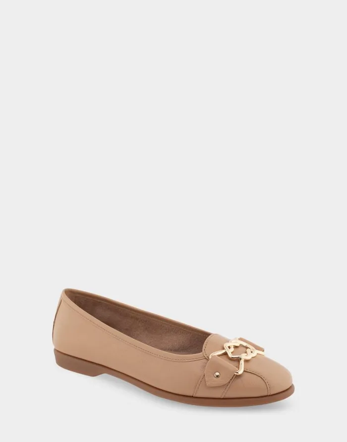 Aerosoles Comfortable Women039s Ornamented Flat In Doe Leather Doe Leather Women Wide Width Flats