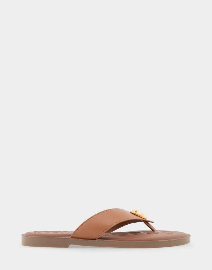 Aerosoles Comfortable Women039s Ornamented Thong Sandal In Tan Faux Leather Tan Faux Leather Women Flats