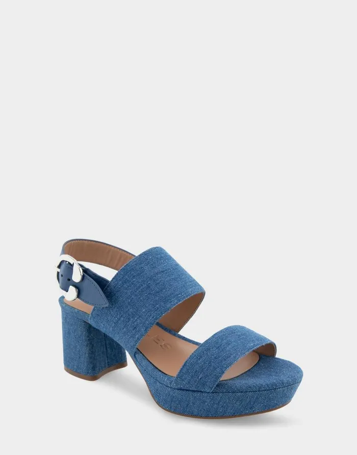 Aerosoles Comfortable Women039s Platform Sandal In Denim Fabric Denim Fabric Blue Denim Fabric Women Dress