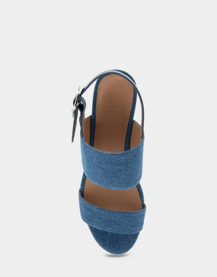 Aerosoles Comfortable Women039s Platform Sandal In Denim Fabric Denim Fabric Blue Denim Fabric Women Dress