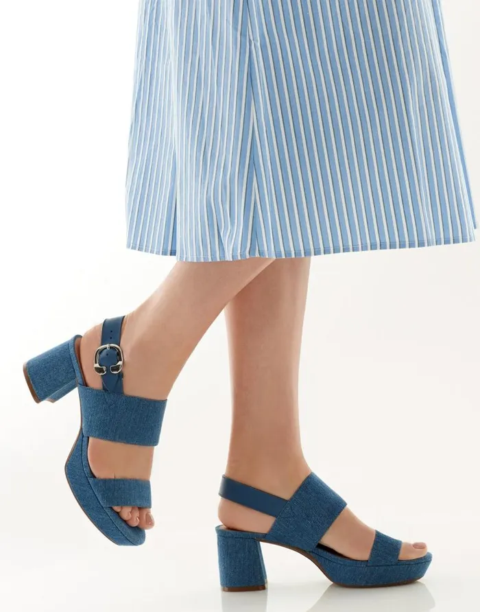Aerosoles Comfortable Women039s Platform Sandal In Denim Fabric Denim Fabric Blue Denim Fabric Women Dress