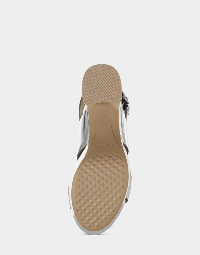 Aerosoles Comfortable Women039s Platform Sandal In Silver Metallic Faux Leather Silver Metallic Women Platforms