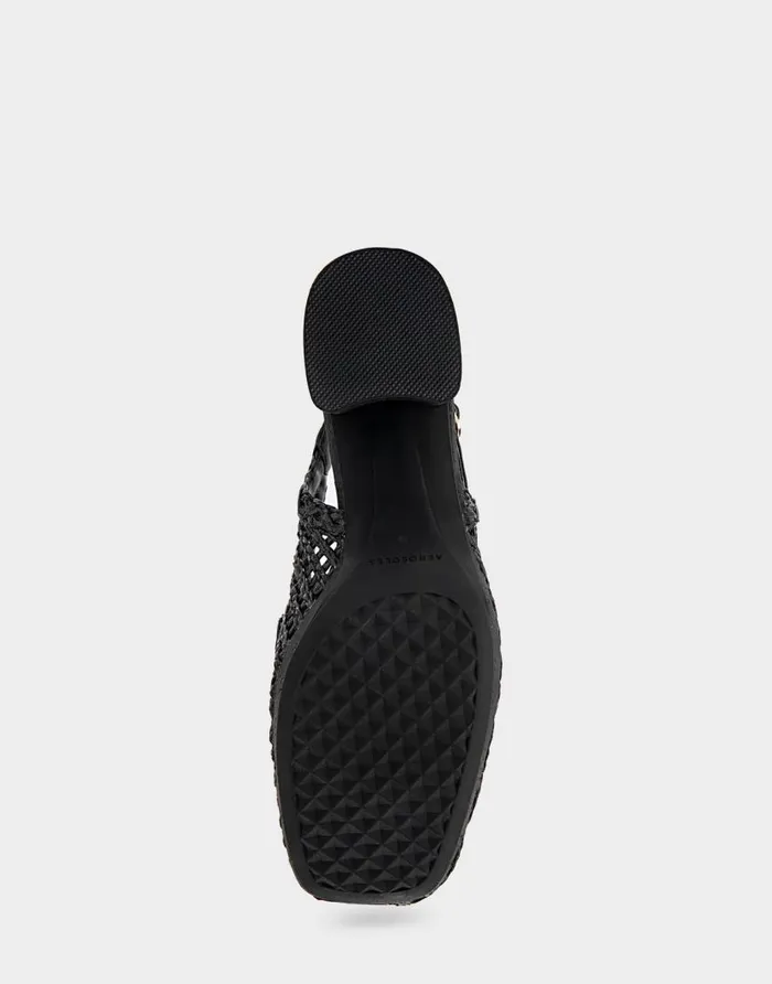 Aerosoles Comfortable Women039s Platform Slingback In Black Raffia Fabric Black Women Platforms