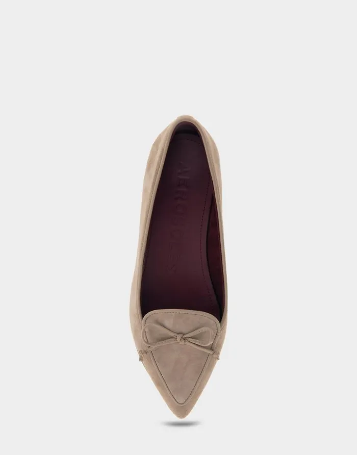 Aerosoles Comfortable Women039s Point Toe Flat In Beige Genuine Suede Trench Coat Genuine Suede Women Ballet