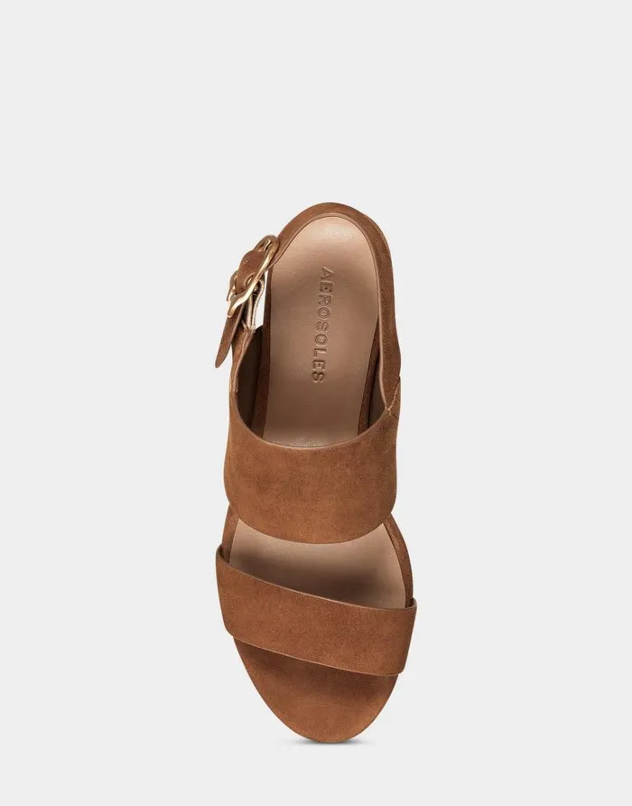 Aerosoles Comfortable Women039s Sandal In Cognac Genuine Suede Cognac Suede Women Dress
