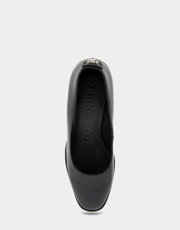 Aerosoles Comfortable Women039s Sculpted Wedge Pump In Black Leather Black Leather Women Clogs and Mules