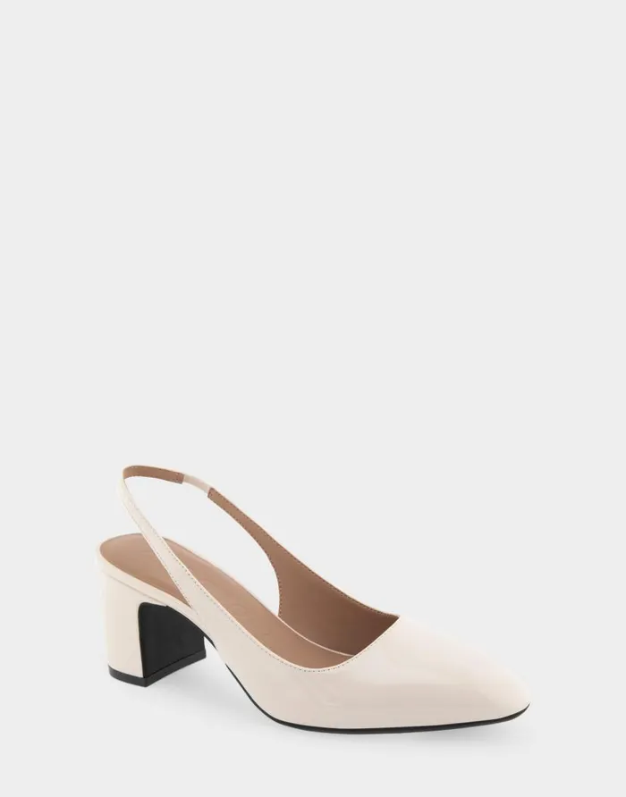 Aerosoles Comfortable Women039s Slingback Midheel Pump In Eggnog Patent Faux Leather Eggnog Patent Faux Leather Women Pumps