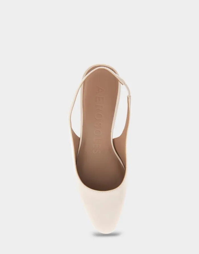 Aerosoles Comfortable Women039s Slingback Midheel Pump In Eggnog Patent Faux Leather Eggnog Patent Faux Leather Women Pumps