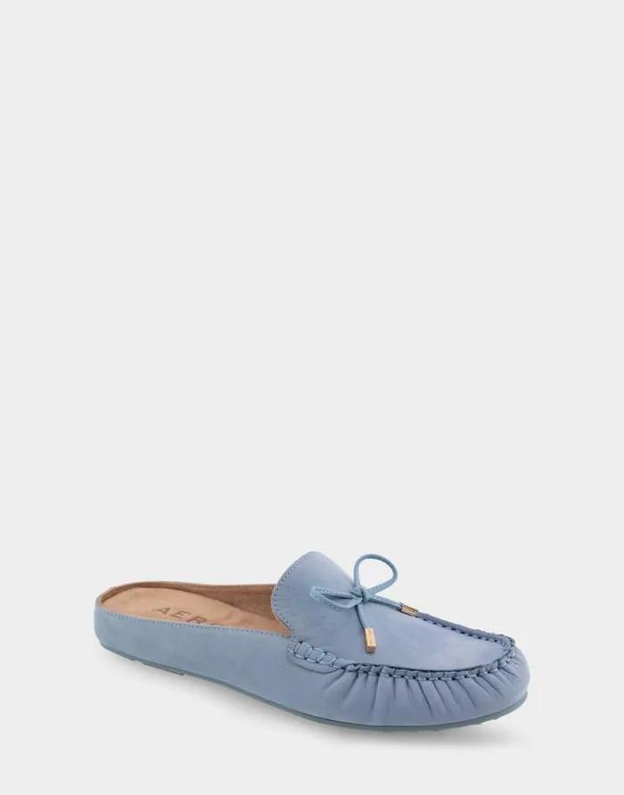 Aerosoles Comfortable Women039s Slip On Driver In Dusty Blue Nubuck Leather Dusty Blue Nubuck Leather Women Clogs and Mules