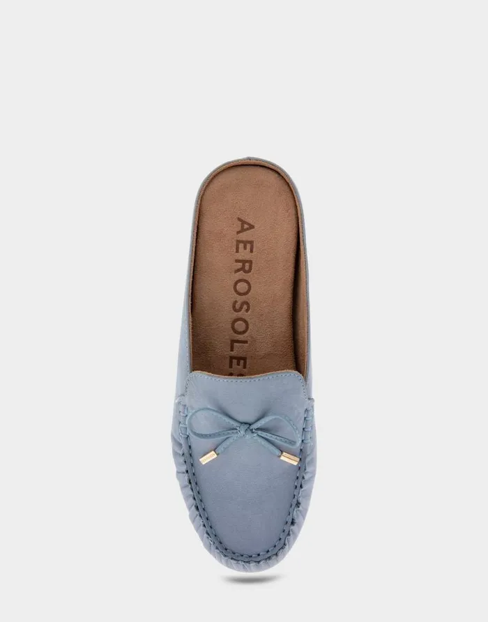 Aerosoles Comfortable Women039s Slip On Driver In Dusty Blue Nubuck Leather Dusty Blue Nubuck Leather Women Clogs and Mules