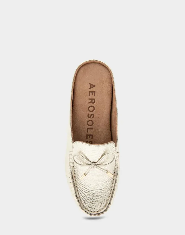Aerosoles Comfortable Women039s Slip On Driver In Soft Gold Leather Soft Gold Leather Women Wide Width Flats