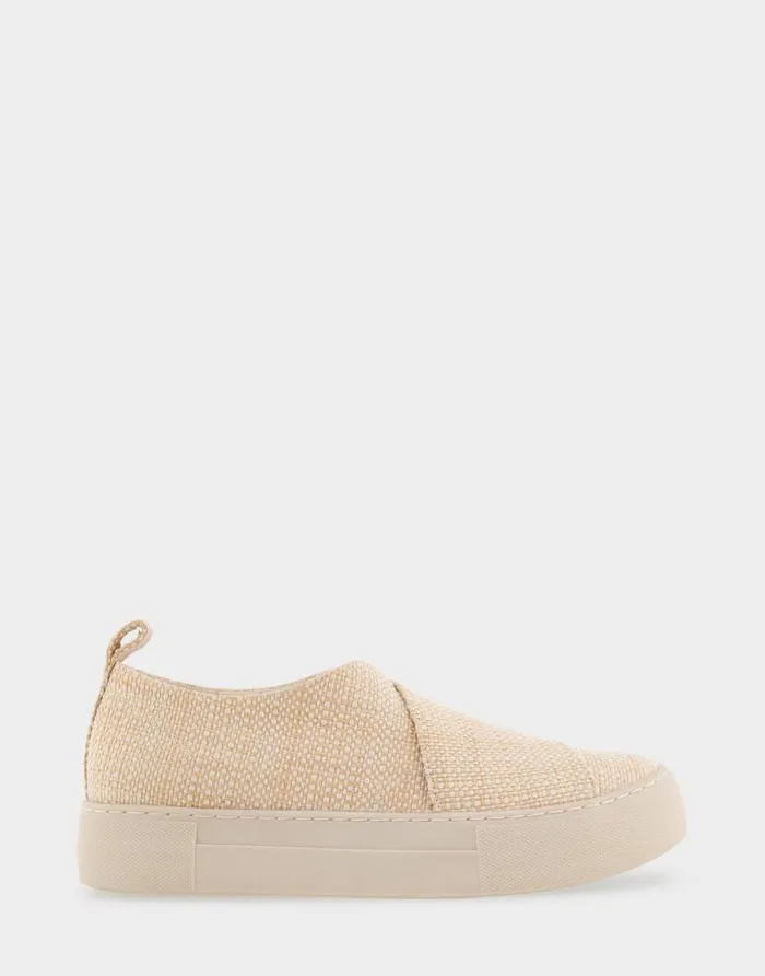 Aerosoles Comfortable Women039s Slip On Hidden Wedge Sneaker In Sand Raffia Combo Raffia Fabric Sand Raffia Combo Women Flatforms