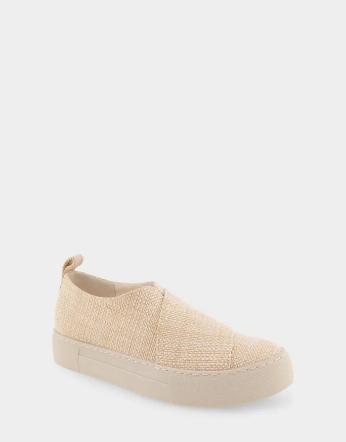 Aerosoles Comfortable Women039s Slip On Hidden Wedge Sneaker In Sand Raffia Combo Raffia Fabric Sand Raffia Combo Women Flatforms
