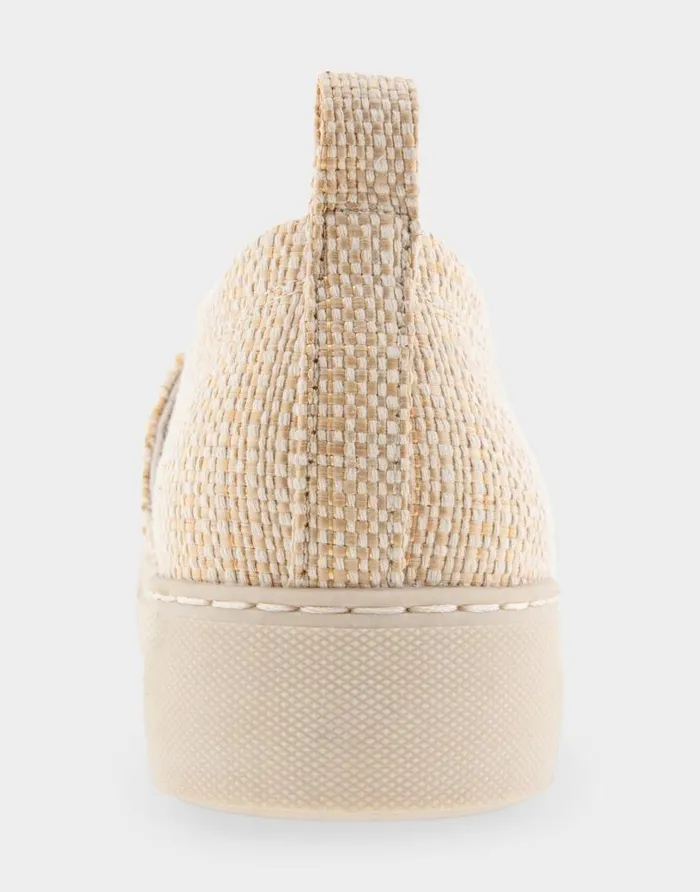 Aerosoles Comfortable Women039s Slip On Hidden Wedge Sneaker In Sand Raffia Combo Raffia Fabric Sand Raffia Combo Women Flatforms