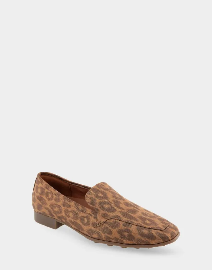 Aerosoles Comfortable Women039s Tailored Loafer In Leopard Metallic Fabric Leather Leopard Metallic Fabric Women Clogs and Mules