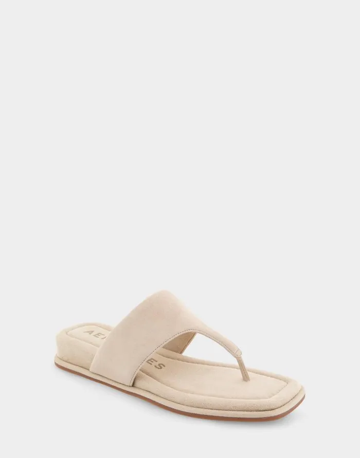 Aerosoles Comfortable Women039s Thong Mini Wedge Sandal In Pale Khaki Suede Pale Khaki Suede Women Clogs and Mules