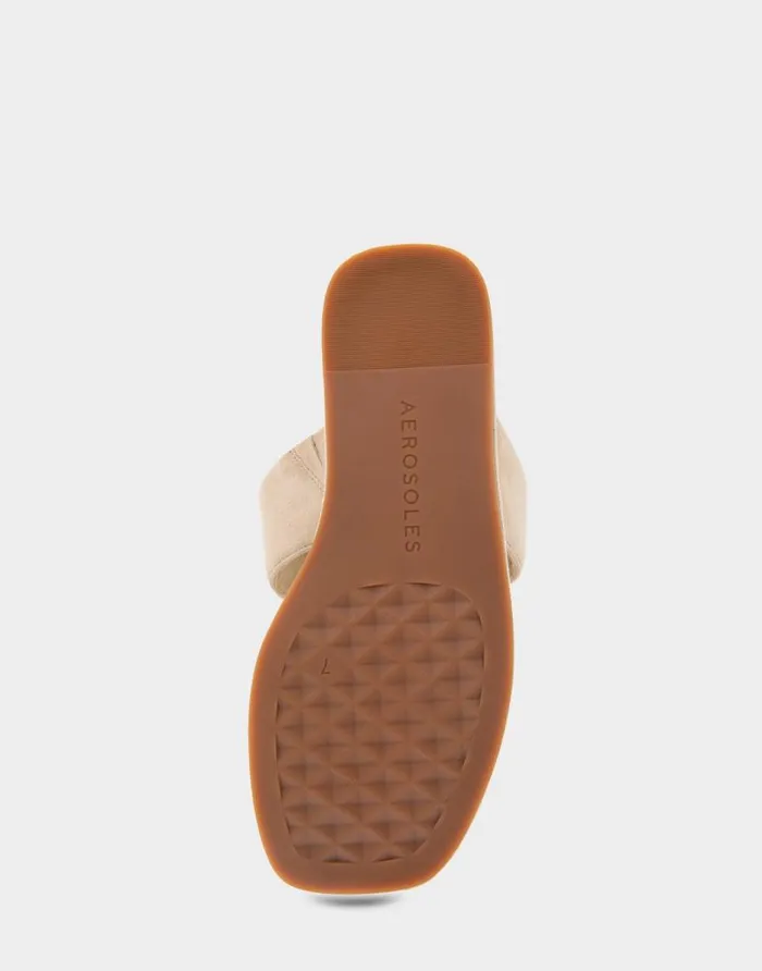 Aerosoles Comfortable Women039s Thong Mini Wedge Sandal In Pale Khaki Suede Pale Khaki Suede Women Clogs and Mules