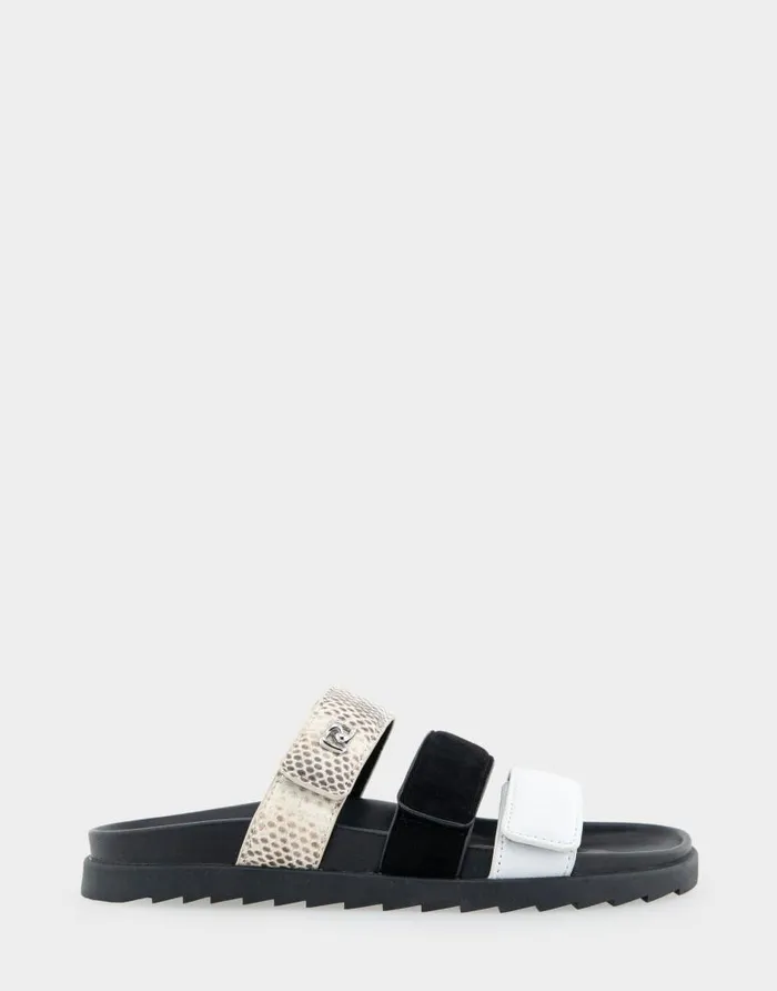 Aerosoles Comfortable Women039s Three Band Footbed Sandal In White Leather White Multi Leather Women Flats