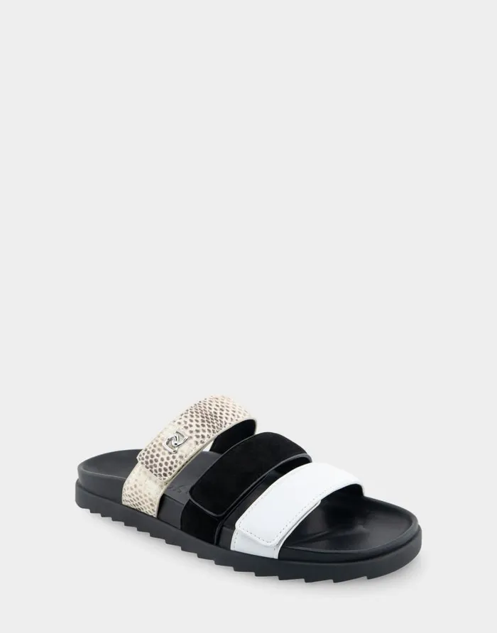 Aerosoles Comfortable Women039s Three Band Footbed Sandal In White Leather White Multi Leather Women Flats