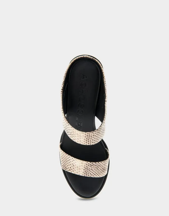 Aerosoles Comfortable Women039s Two Band Block Heel Sandal In Roccia Snake Print Leather Roccia Snake Print Leather Women Dress
