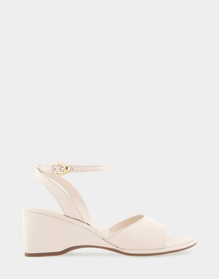 Aerosoles Comfortable Women039s Two Piece Ankle Strap Wedge Sandal In Eggnog Leather Eggnog Leather Women Wedges