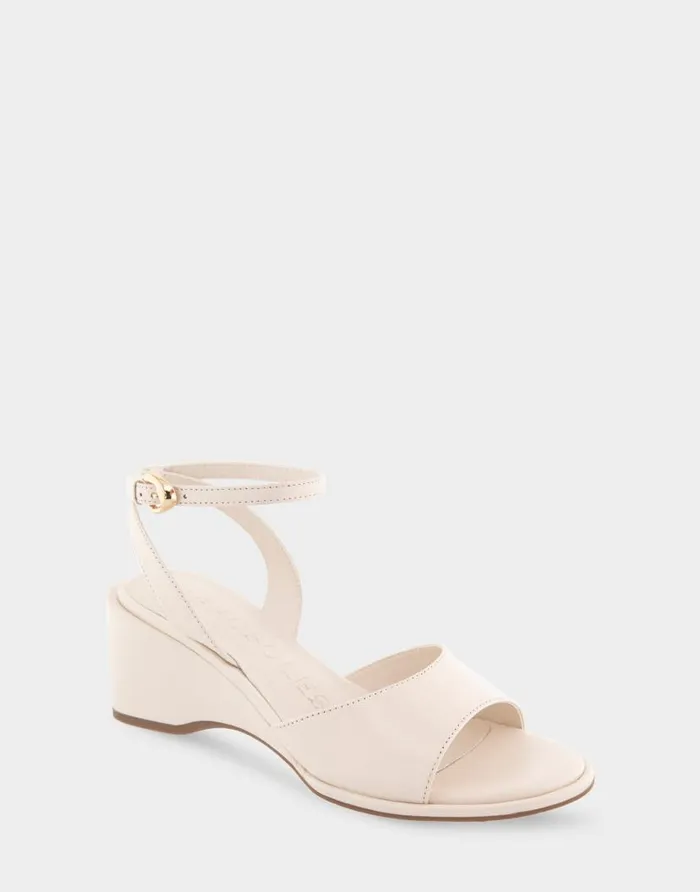 Aerosoles Comfortable Women039s Two Piece Ankle Strap Wedge Sandal In Eggnog Leather Eggnog Leather Women Wedges